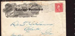 $US Advertising Cover, Lakeland Fl. Lakeland Sanitarium 8/29/1919, flag cancel