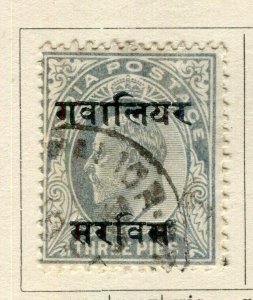 INDIA GWALIOR; 1903 early Ed VII issue fine used 3p. value