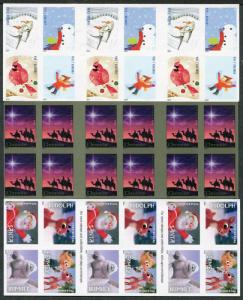 IMPERF 2014 Forever Stamp Booklets - One Each Winter Fun Rudolph Christmas Magi