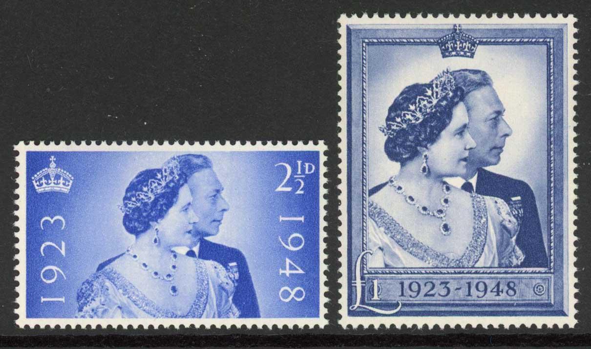 SG493494 1948 Silver Wedding Set U/M (one pound corner crease) Great