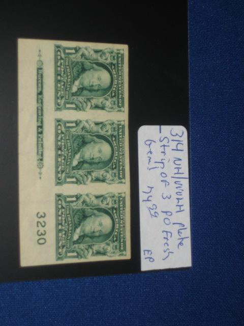 US#314 NH/VVVLH Plate Strip of 3 POFresh GEM! S1931