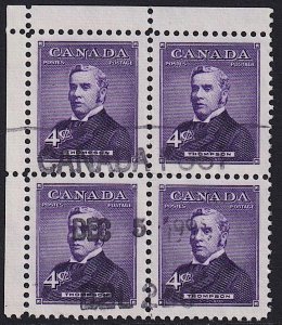 Canada - 1954 - Scott #349 - used corner block of 4  - Thompson