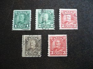 Stamps - Canada - Scott# 179-183 - Used Part Set of 5 Coil Stamps