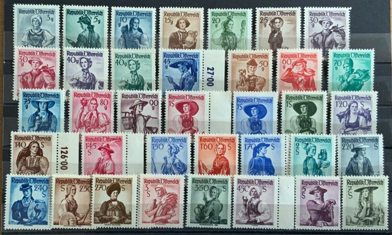 AUSTRIA 1948 COSTUMES SET TO 7s LIGHTLY MOUNTED MINT