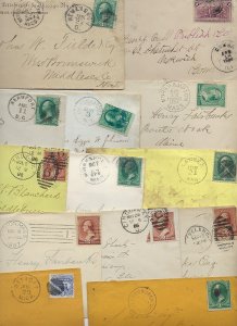US 1860s 1920 COLLECTION OF 18 CLASSIC COVER DIFFERENT TOWN CANCELS & FRANKING