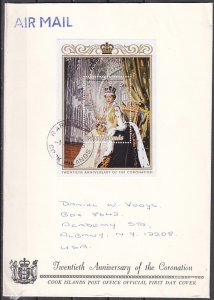 Cook Is., Scott cat. 350. Queen`s Coronation Anniversary. First day cover. ^