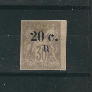 France Reunion 10 Y&T 10 20c on 30c Brown MNG F/VF 1885 SCV $90.00