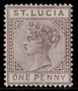 ST. LUCIA QV SG44, 1d dull mauve, LH MINT.