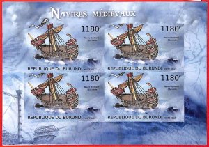 A3817 - Burundi - ERROR IMPERF, Miniature Sheet - 2012, Medieval ships, boats