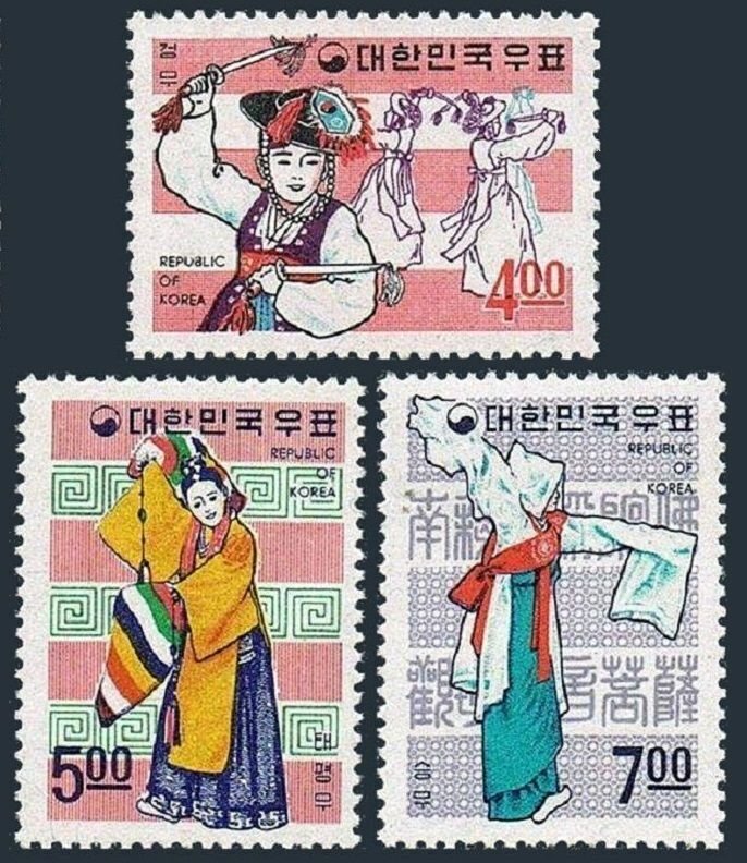 Korea South 555-557,MNH.Michel 583-585. Folklore 1967.Dances.