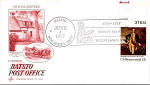 US EVENT COVER CACHETED BATSTO NEW JERSEY MILITIA BICENTENNIAL 1977