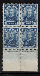 Newfoundland #85 Very Fine Never Hinged Plate Block - Some Gum Disturbance