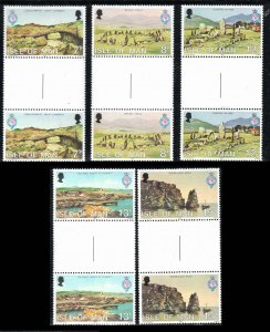 Great Britain - Isle of Man  #163-167  Mint NH Gutter pairs CV $3.50