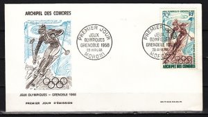 Comoro Is., Scott cat. C22. Grenoble Winter Olympics issue. First day cover. ^