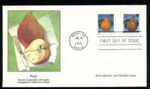US 2488,2494 32c self adhesive & bklt singles Pear UA Fleetwood cachet FDC
