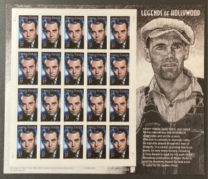 U.S. 2005 #3911 Sheet, Henry Fonda, MNH.
