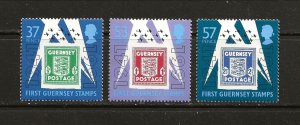 Guernsey Sc 446-8 NH Set of 1990 - Stamps on Stamps - Occupation Stamps No.N1 