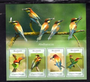 ST. THOMAS & PRINCE #2720 2014 BEE-EATER MINT VF NH O.G M/S4