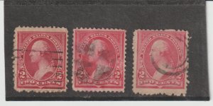 U.S. Scott Used #267 #267a #267b Vermillion Pink & Carmine Used Type 3 CV $25.50