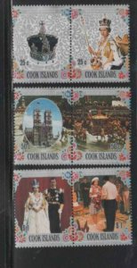 COOK ISLANDS #465-467 1977 REIGN OF QEII 25TH ANNIV. PAIRS MINT VF NH O.G  bb