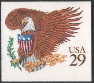 SC#2595 29¢ Eagle & Shield Booklet Single (1992) SA