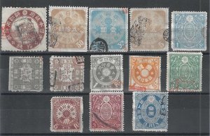 Japan, Lot of 13 Different Early Revenue Stamps, Used