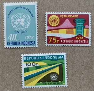 Indonesia 1972 United Nations ECAFE, MNH.  Scott 813-815, CV $9.00