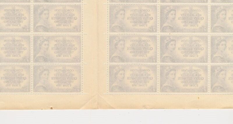 Australia 1953 7½d Violet QEII Queen Coronation stamp sht 80 MUH** var cat $270+