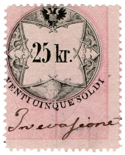 (I.B) Austria/Hungary Revenue : Stempelmarke 25kr (Lombardy-Venetia)