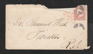 10918-20 POSTAL HISTORY 1865 SCOTT  65 BOSTON MA TO TIVERTON RI W/LETTER