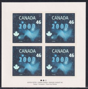 Canada 1999 Sc 1812 Pane of 4 Hologram Die Cut Stamp MNH