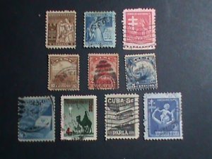 ​CUBA-1951 10 OVER 70 YEARS OLD CUBA FAMOUS USED STAMPS-SET-VERY FINE
