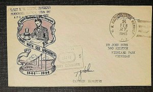 1945 US Army Postal Service to Highland Park MI Telegraph Censor Patriotic Cover