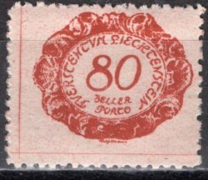Liechtenstein; 1920: Sc. # J9: MNH Single Stamp
