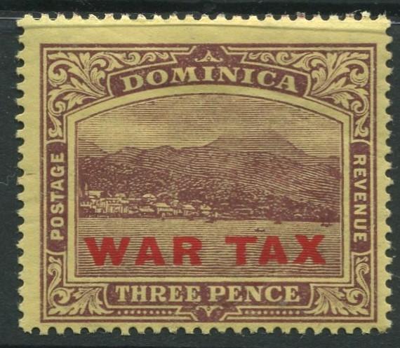 Dominica -Scott MR4 - War Tax Overprint Issue -1918 - MH - Single 3p  Stamp