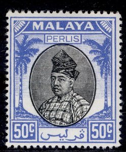 MALAYSIA - Perlis GVI SG24, 50c black & blue, NH MINT.