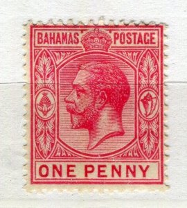 BAHAMAS; 1921 early GV issue Mint hinged 1d. value