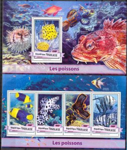 Togo 2017 Marine Life Fishes II sheet + S/S MNH