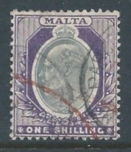 Malta #39 Used 1sh King Edward VII - Wmk. 3 - Violet & Gray