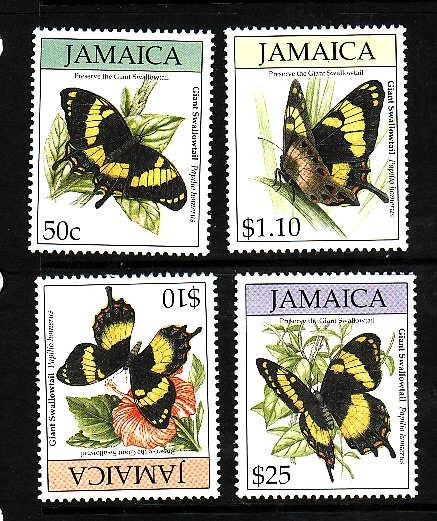 Jamaica-Sc#810-13-Unused NH set-Insects-Butterflies-1994-
