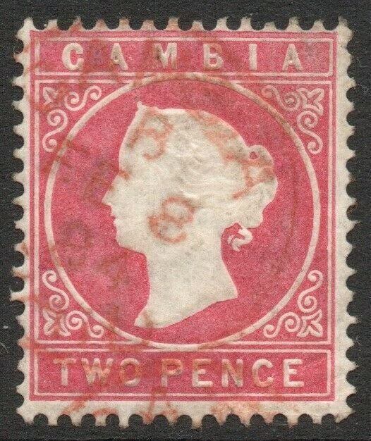 GAMBIA-1880-81 2d Rose Sg 13b GOOD USED V46448