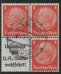 Germany Reich Scott # 420 (3), label A8.1, used, se-tenant, S133