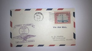 US FIRST FLIGHT COVERl  1929 TAMPA FL CAM 25