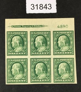 US STAMPS # 343 MINT OG H PLATE BLOCK OF 6 $50 LOT #31843