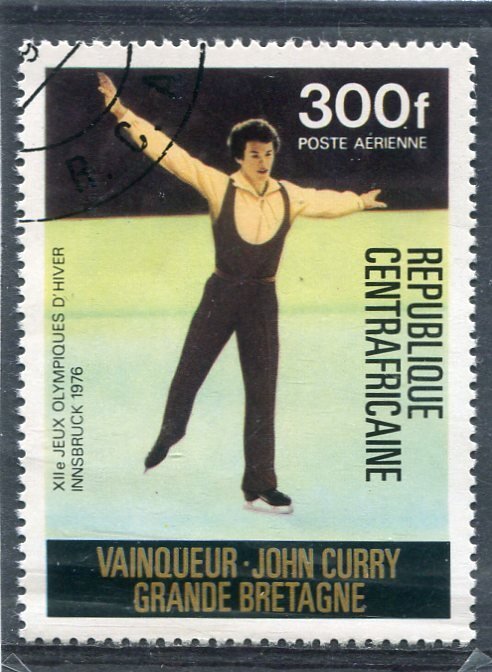 Central African Rep. 1977 OLYMPIC Ice Skating Gold Ovpt. Perforated Fine Used