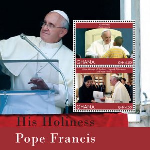 Ghana 2014 - Pope Francis - Souvenir stamp sheet - Scott #2794 - MNH