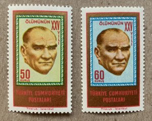 Turkey 1963 Ataturk 25th death anniversary, MNH.  Scott 1607-1608, CV $1.25