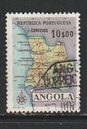 1955 Angola - Sc 392 - used VF - 1 single - Map of Angola