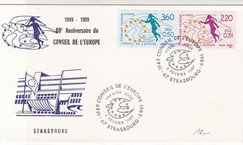 France 1989 40th Ann Council of Europe Slogan Cancels Stamps FDC Cover Ref 31641