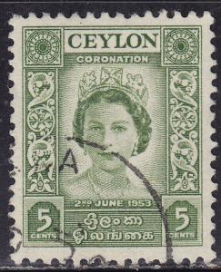 Ceylon 317  Queen Elizabeth II 1953